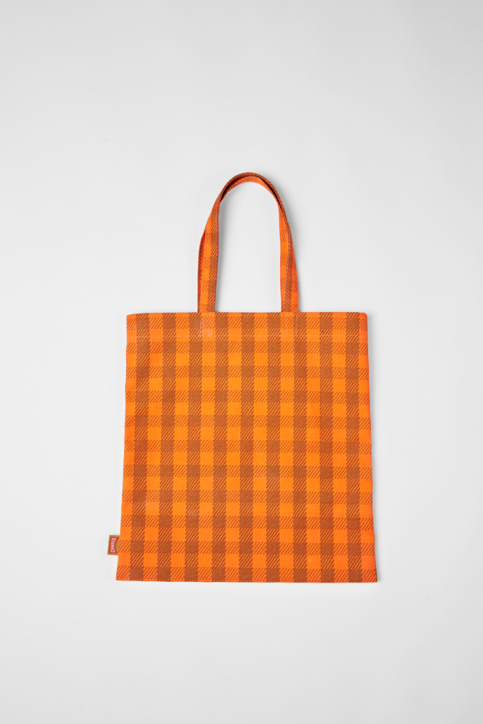 Side view of ConMigo Orange and beige tote bag