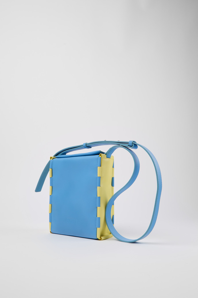 Front view of Tie Bags Blue and yellow crossbody bag