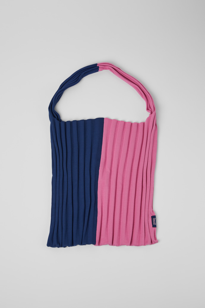 Knit TENCEL® Knit bag, blauw met roze, TENCEL® Lyocell