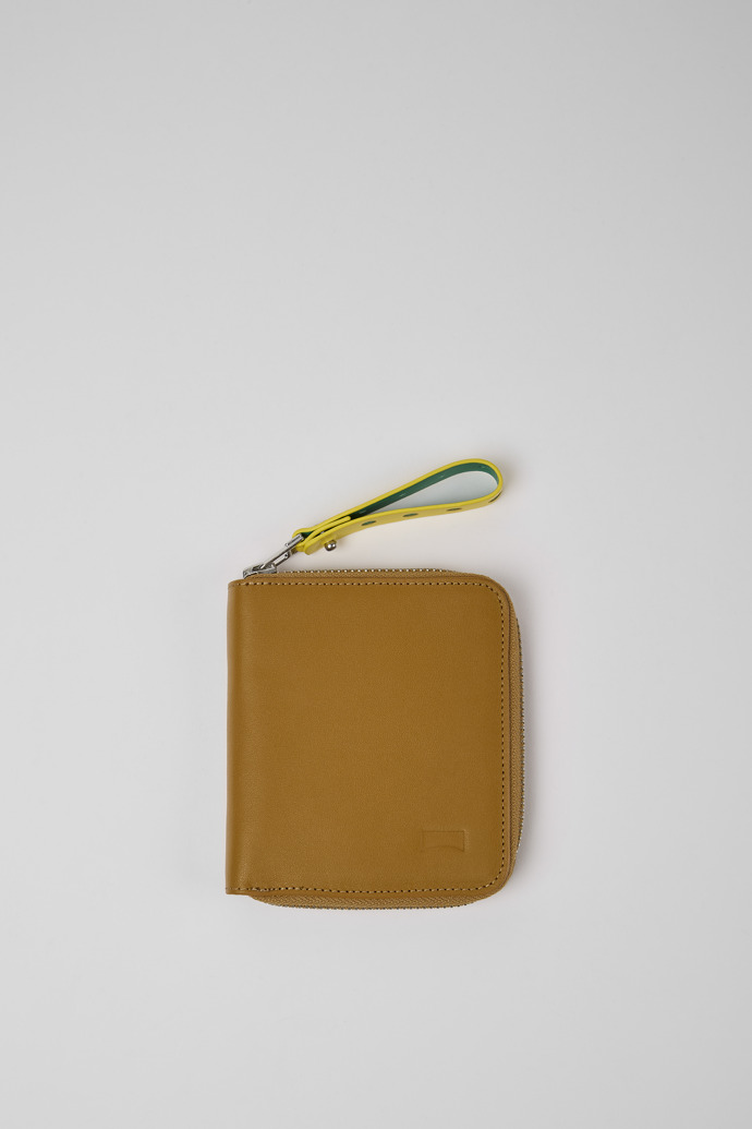 Side view of Mosa Brown and yellow leather wallet