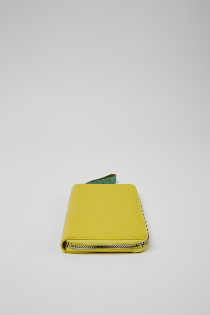 Back view of Mosa Yellow and green large leather wallet