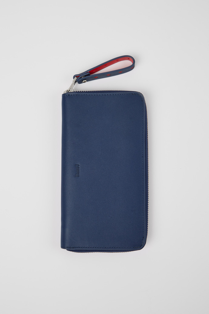 Side view of Mosa Blue large leather wallet
