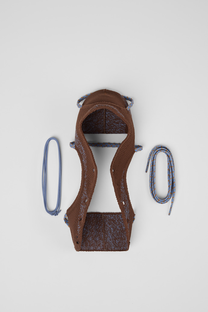 Overhead view of ROKU Shoe Uppers Brown/blue uppers (x2) for your right and left shoes.