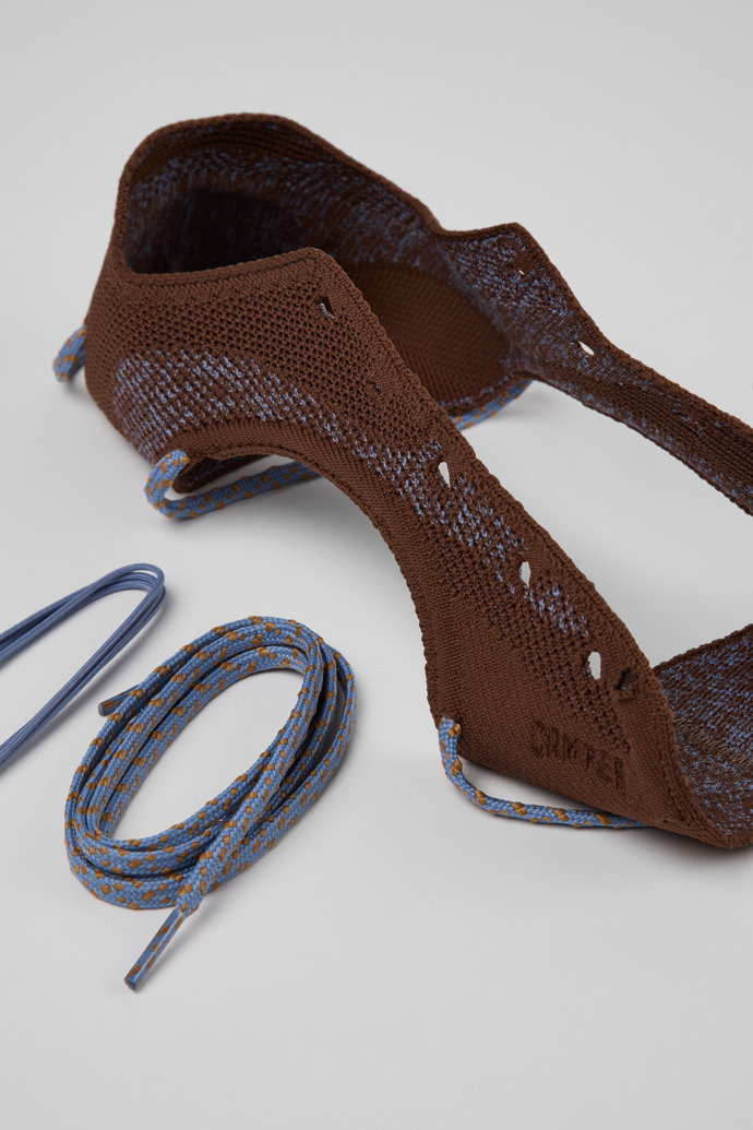 Close-up view of ROKU Shoe Uppers Brown/blue uppers (x2) for your right and left shoes.