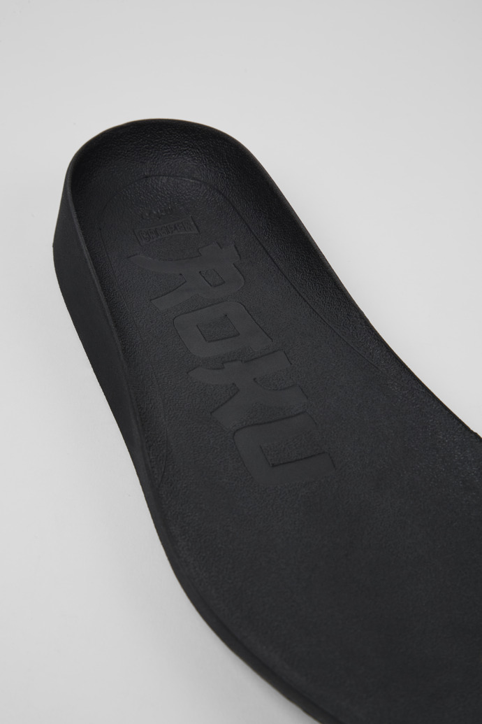 Close-up view of ROKU Footbeds Black footbeds (x2) for your right and left shoes.