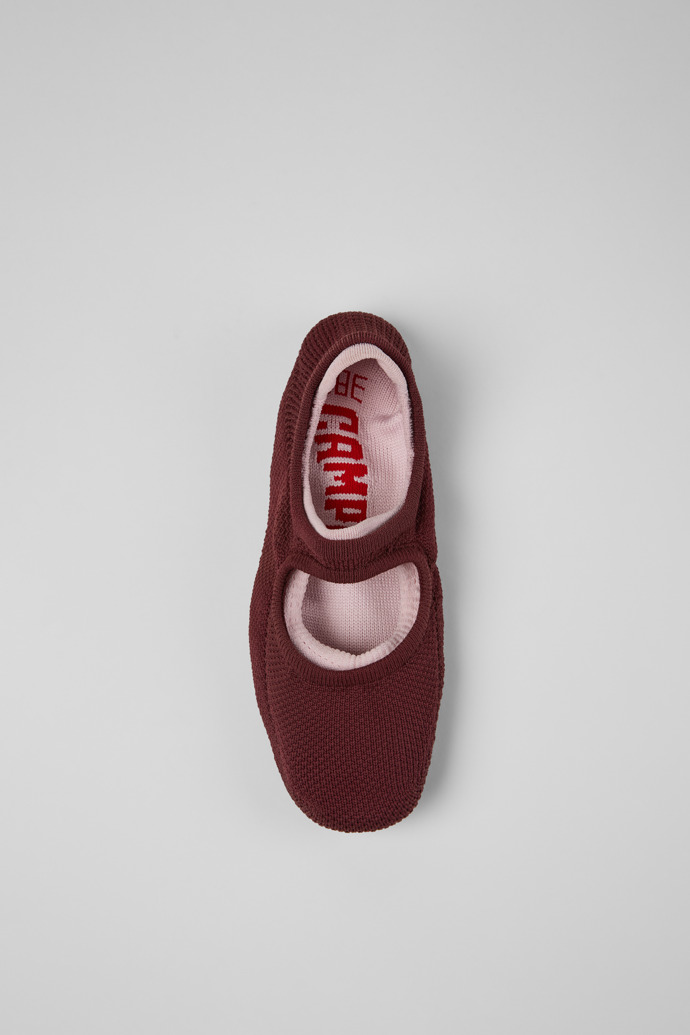 Overhead view of Right Niko Uppers Burgundy and pink uppers (x2) for your right and left shoes.