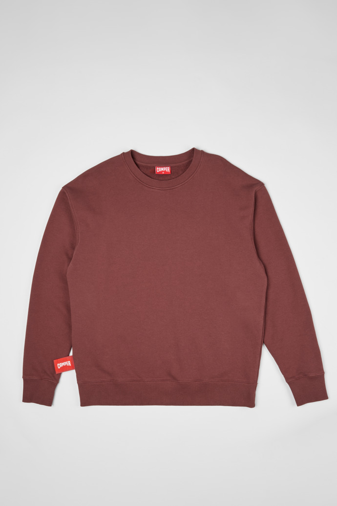 Image of Side view of Sweatshirt Burgundy sweatshirt with horse print
