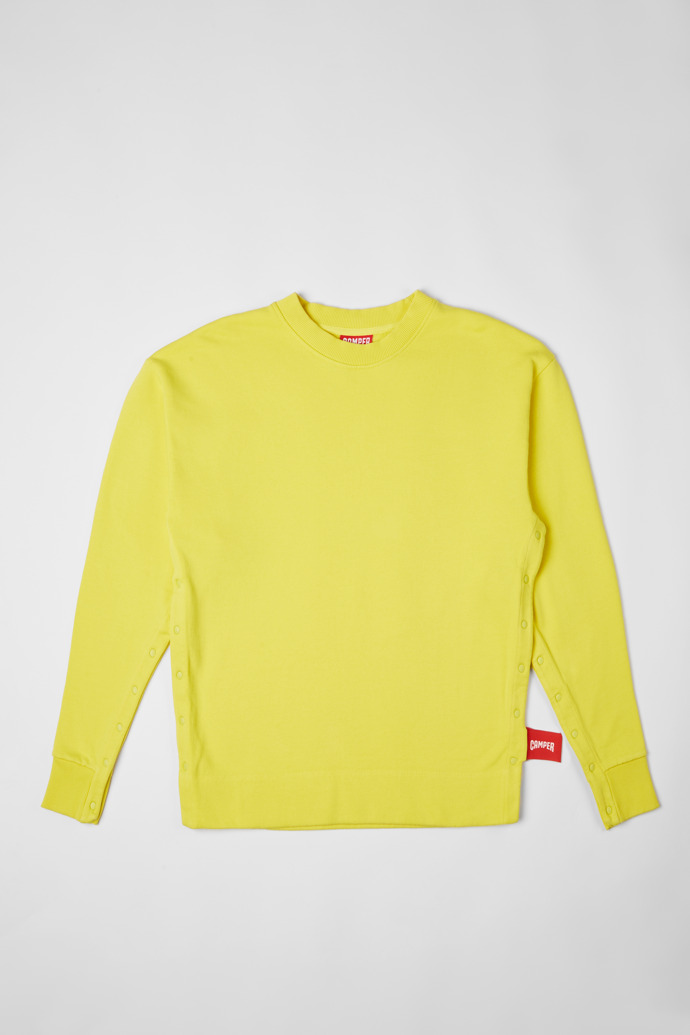 Side view of  Sweatshirt Yellow unisex sweatshirt