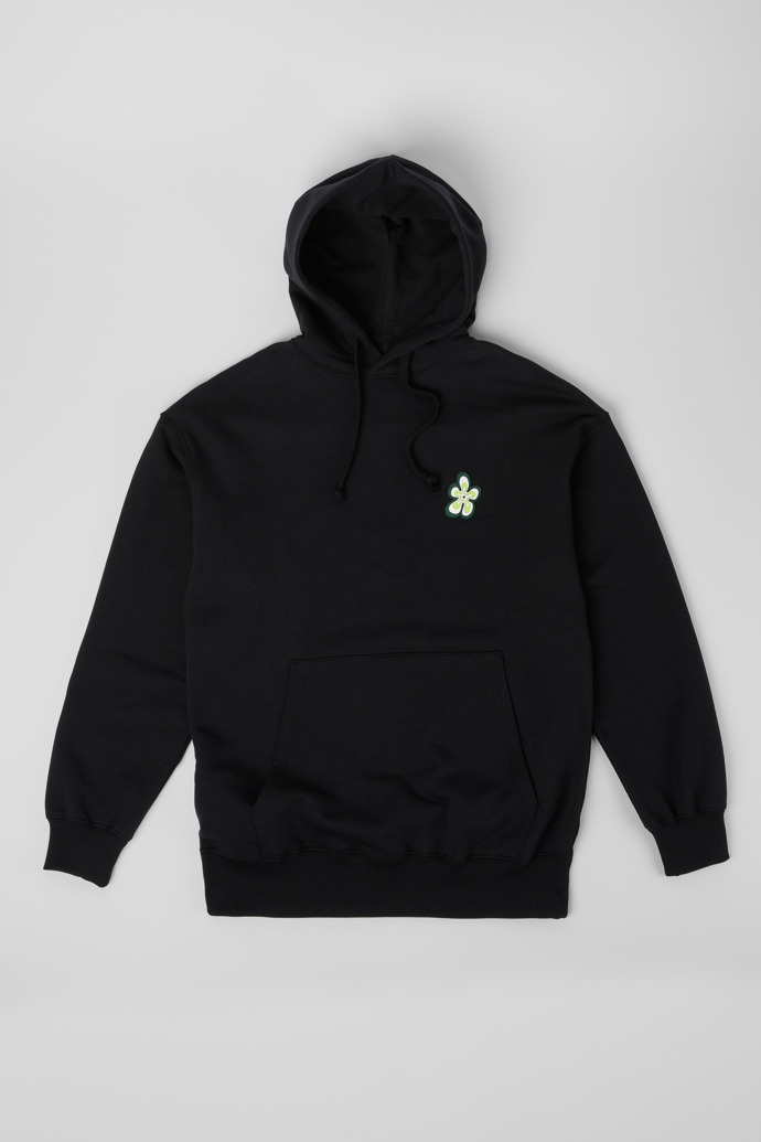 Side view of Hoodie Black organic cotton hoodie