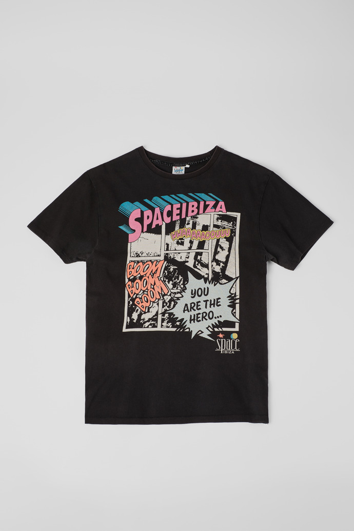 T-shirt vintage « Space Ibiza » T-shirt en coton noir à imprimé graphique