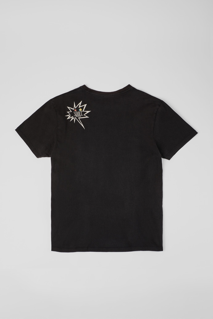 Back view of Vintage "Space Ibiza" T-shirt Black cotton T-shirt with graphic print