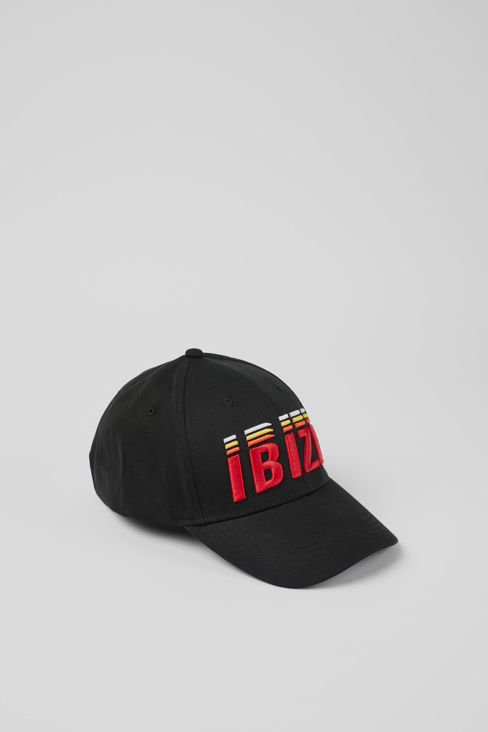 Side view of Vintage "IBIZA" cap Black cotton baseball cap