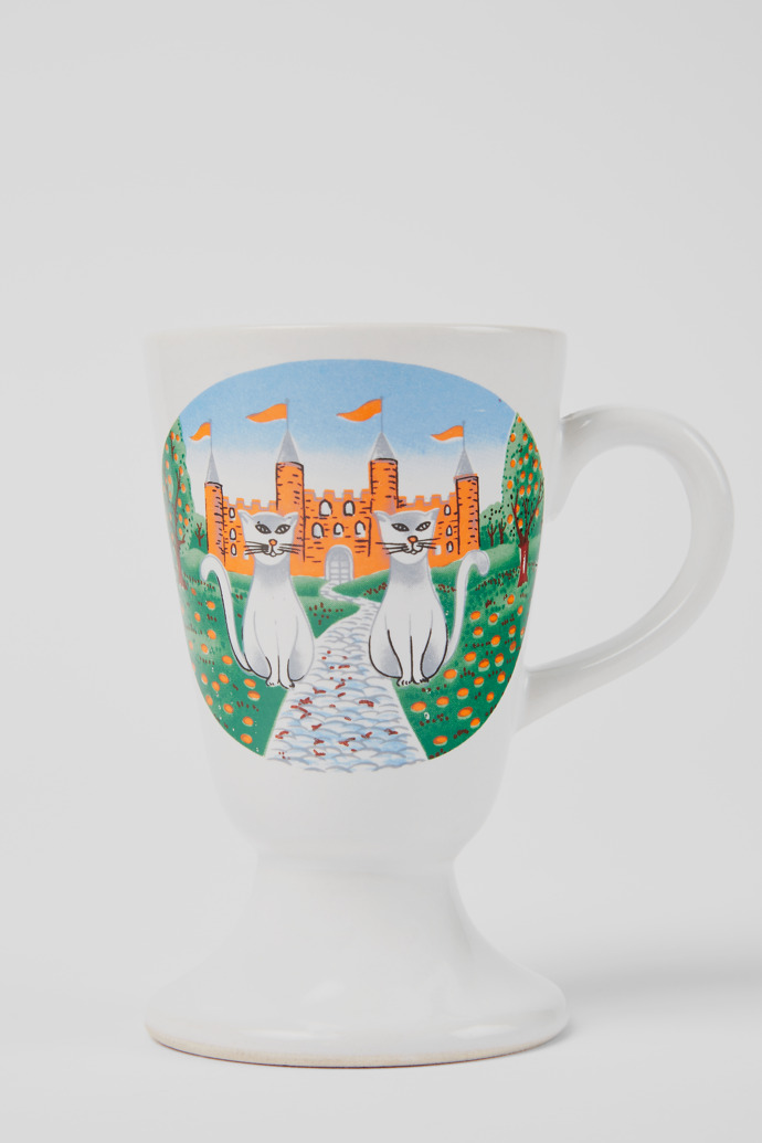 Tasse vintage Tasse en céramique blanche avec illustration