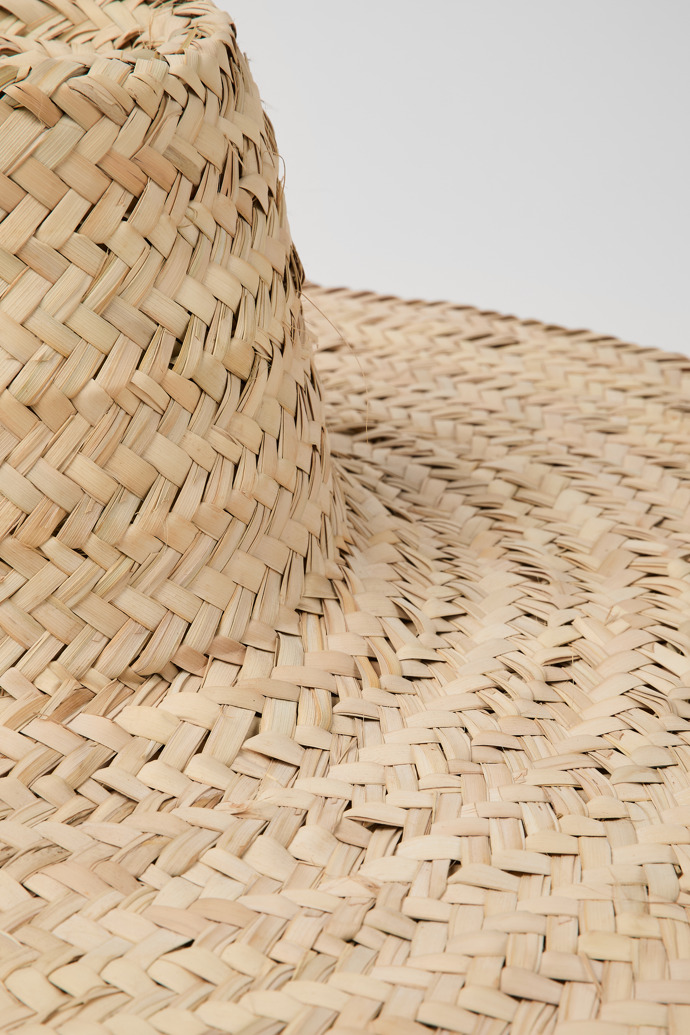 Close-up view of Oversized esparto hat Handwoven esparto hat