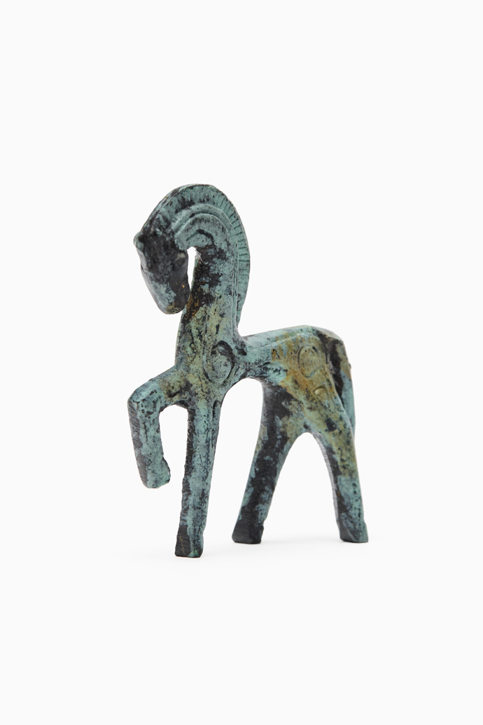 Back view of Greek horse Metal horse statuette