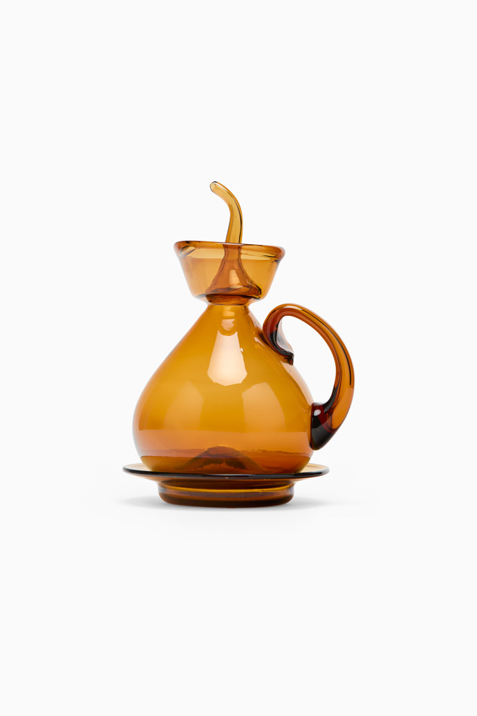 Bética Gordiola Ölflasche Ölflasche aus bernsteinfarbenem Glas mit Teller