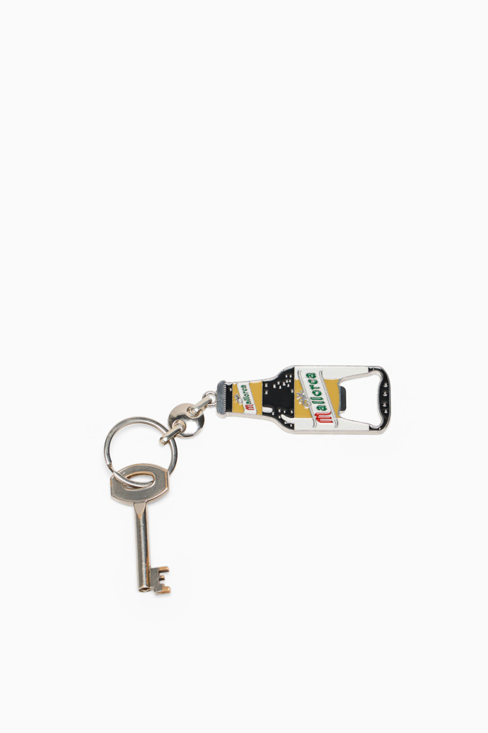 Front view of Bottle Opener Keychain Metal keychain with a built-in bottle opener