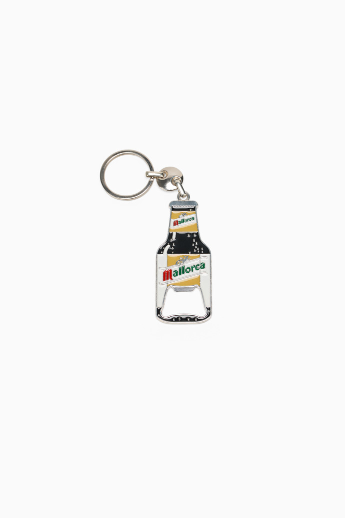 Side view of Bottle Opener Keychain Metal keychain with a built-in bottle opener