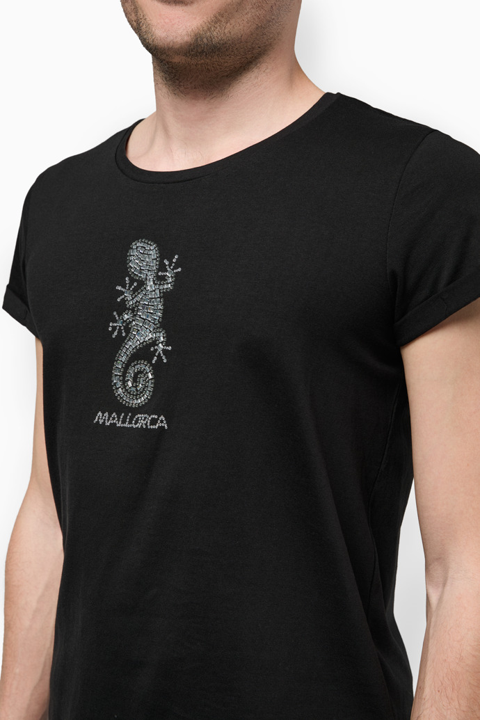 Zwart T-shirt met hagedis Mallorca souvenir-T-shirt met hagedis