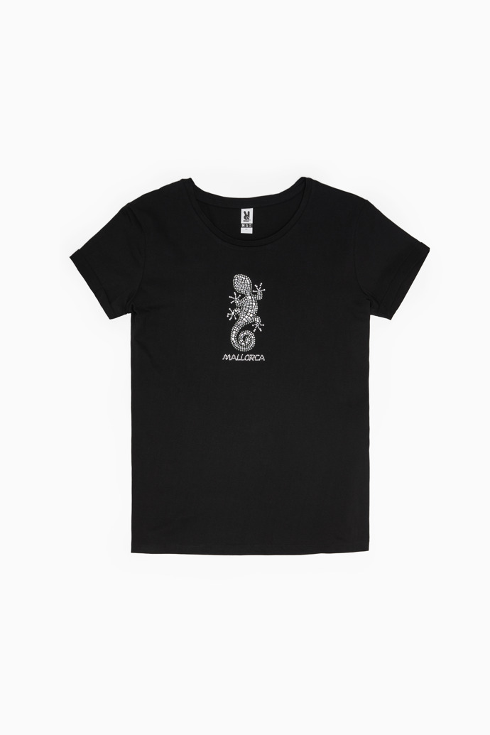 Zwart T-shirt met hagedis Mallorca souvenir-T-shirt met hagedis