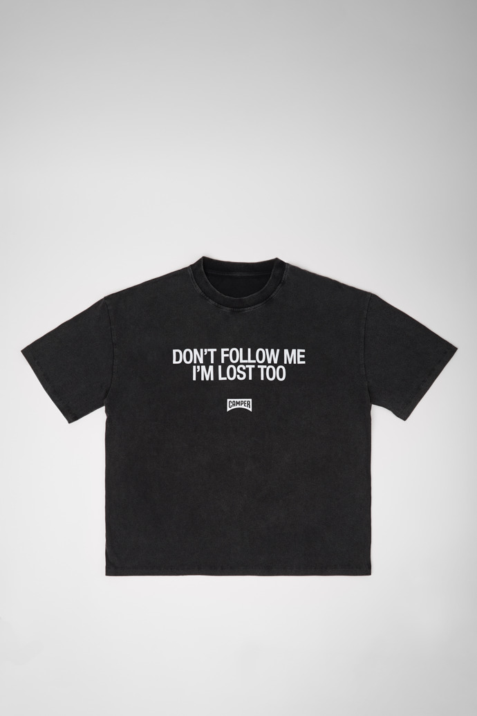 Camper x Mallorca Live Festival T-shirt Geborsteld grijs T-shirt van biologisch katoen