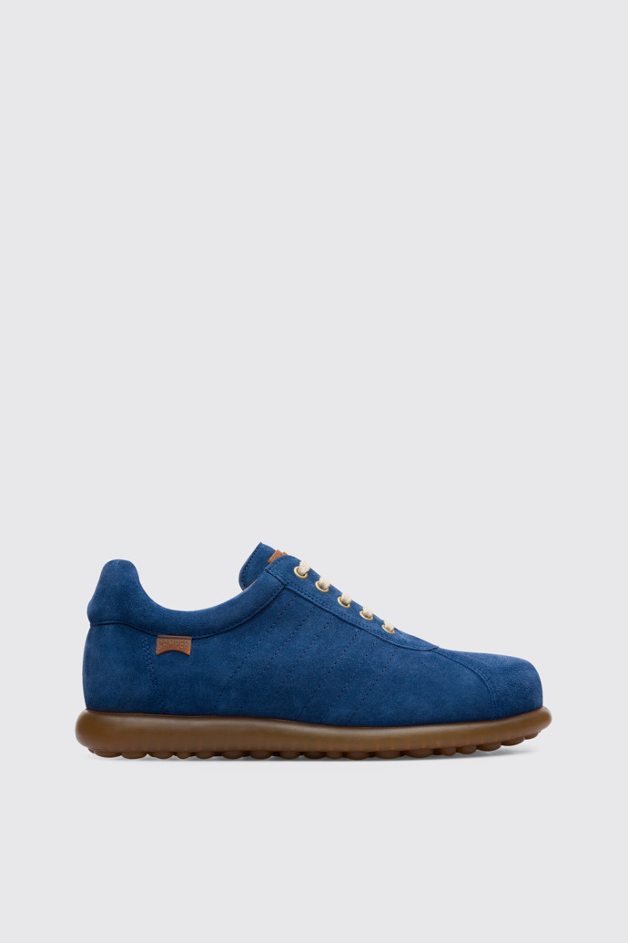 Side view of Pelotas Iconic blue shoe for men