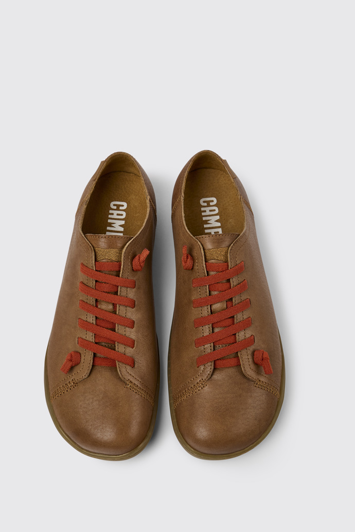 Overhead view of Peu Brown leather shoes for men