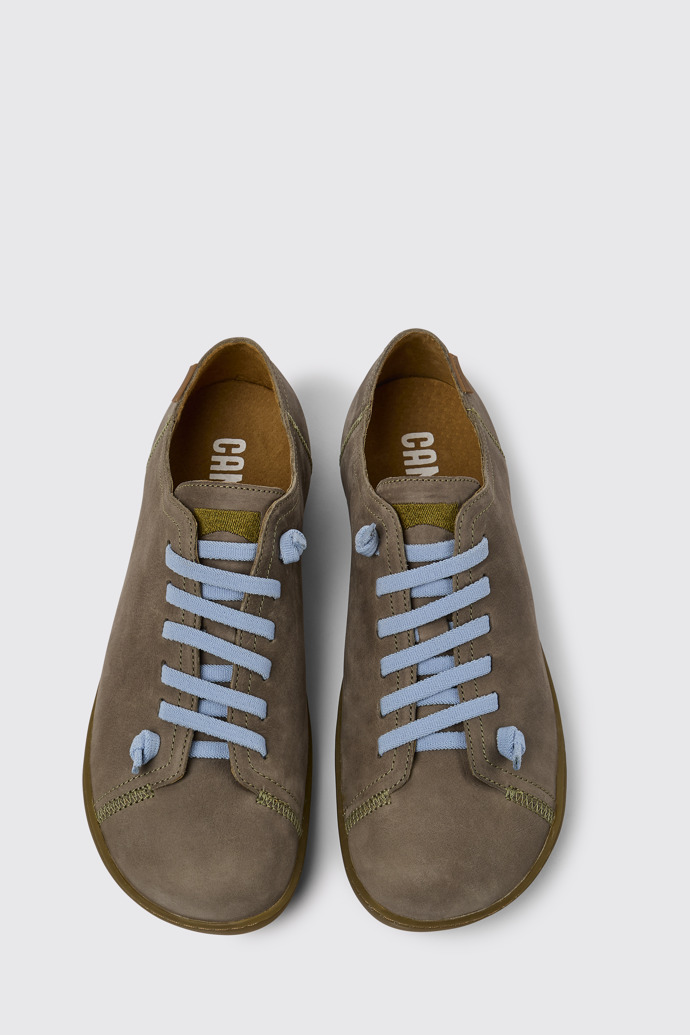 Overhead view of Peu Green nubuck shoes for men