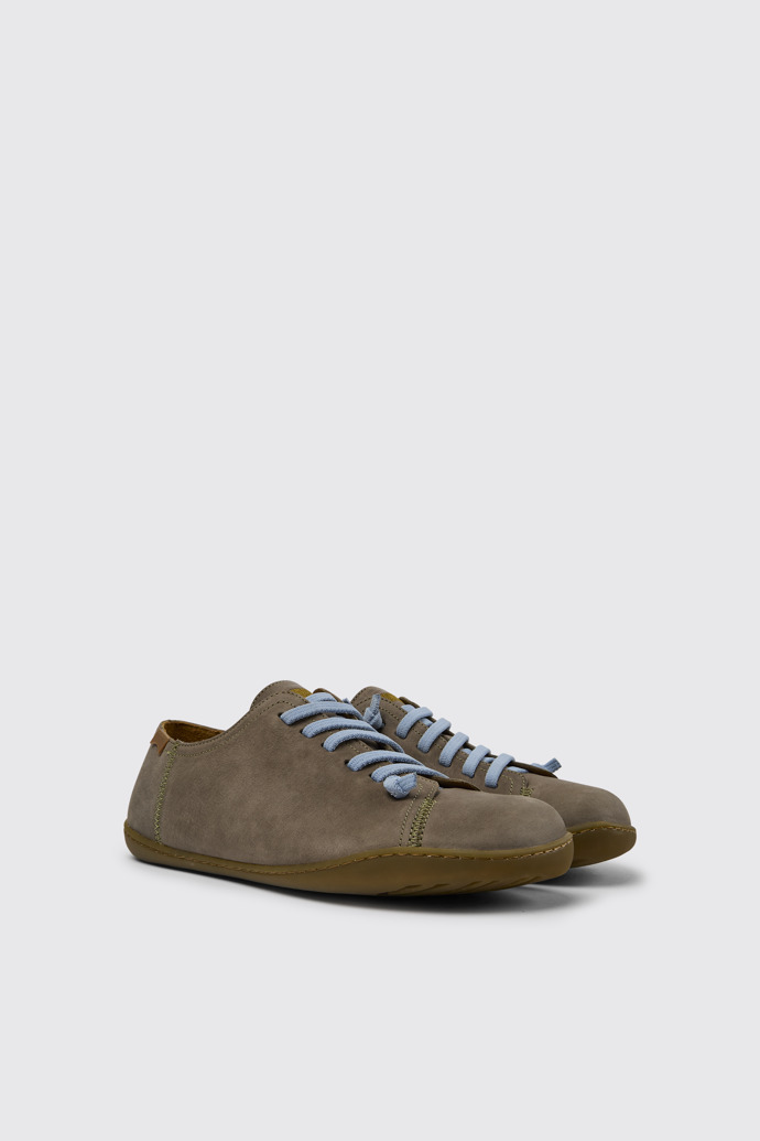 Front view of Peu Green nubuck shoes for men