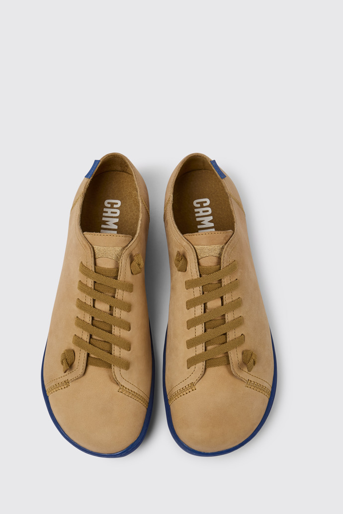 Overhead view of Peu Brown nubuck shoes for men