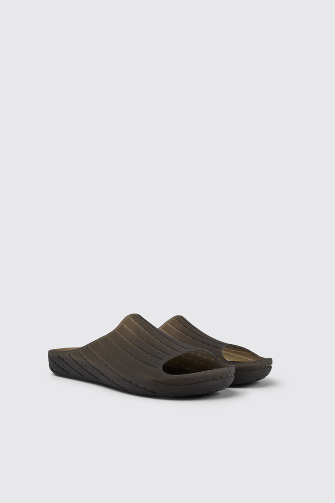 Front view of Wabi Black monomaterial sandals for men