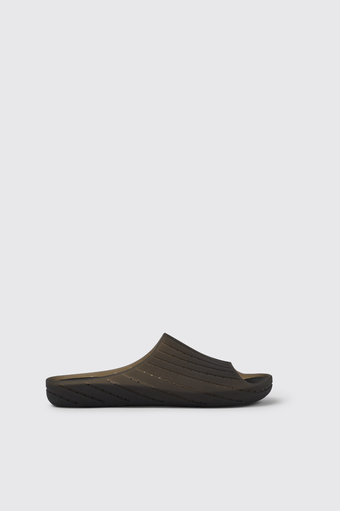 Side view of Wabi Black monomaterial sandals for men