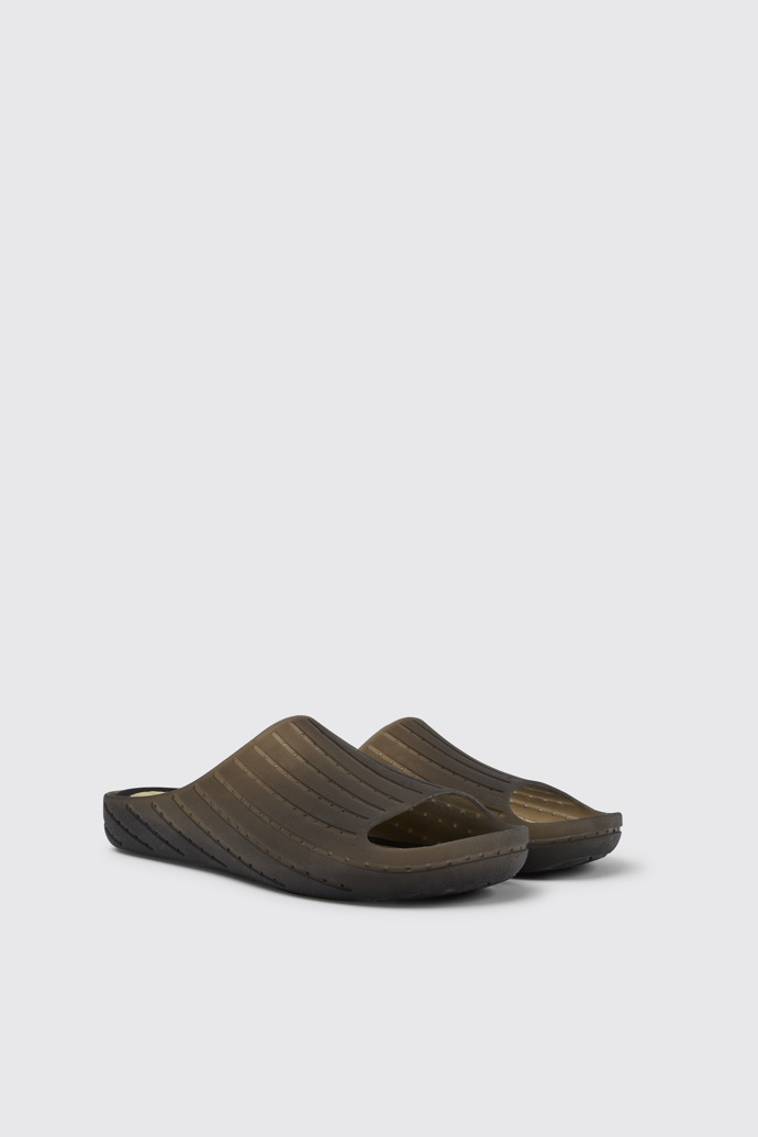 Front view of Wabi Black monomaterial sandals for men