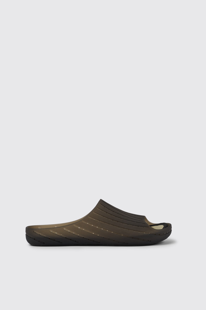 Side view of Wabi Black monomaterial sandals for men