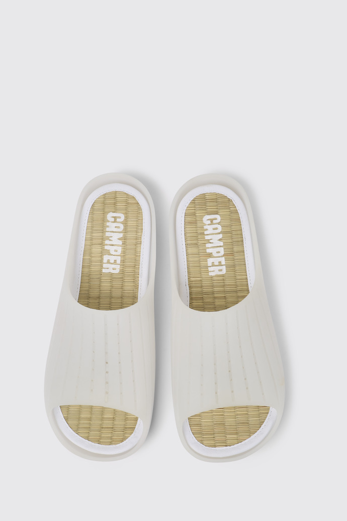 Overhead view of Wabi White monomaterial sandals for men