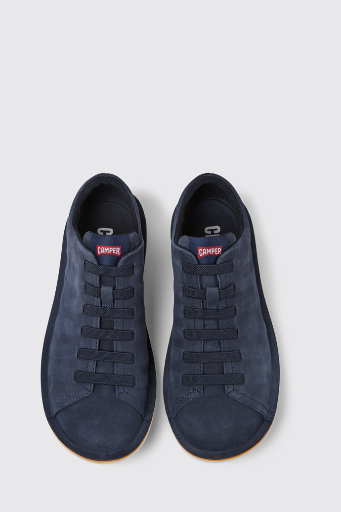 Overhead view of Beetle Blue nubuck sneakers for men
