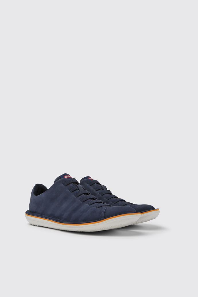 Front view of Beetle Blue nubuck sneakers for men