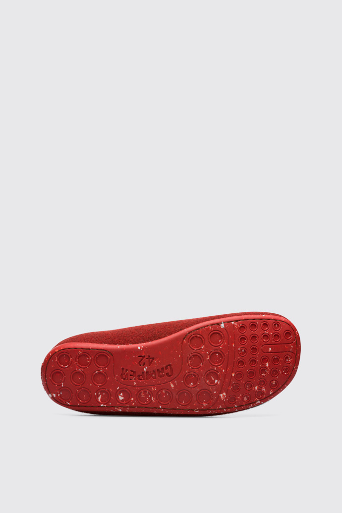 The sole of Wabi Red-brown wool men's slipper