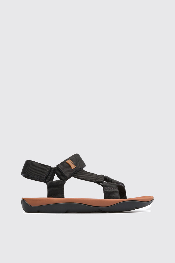 Side view of Match Black Sandals for Men