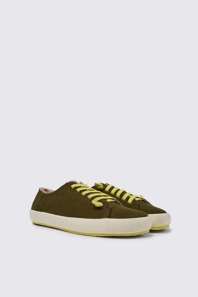 Front view of Peu Rambla Green recycled cotton sneakers for men