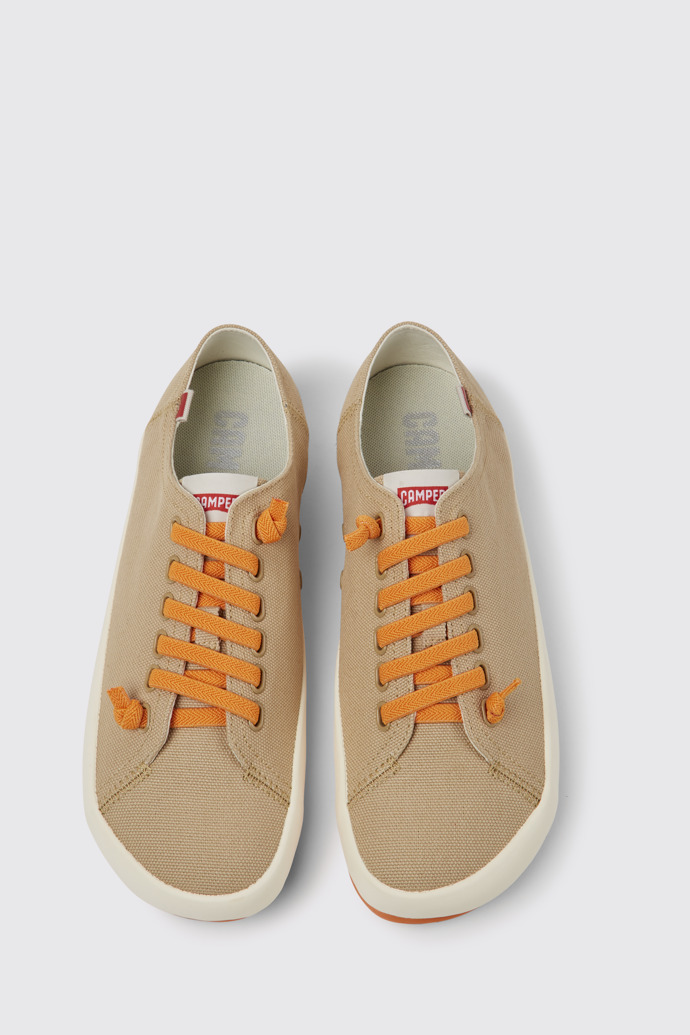 Overhead view of Peu Rambla Beige recycled cotton sneakers for men