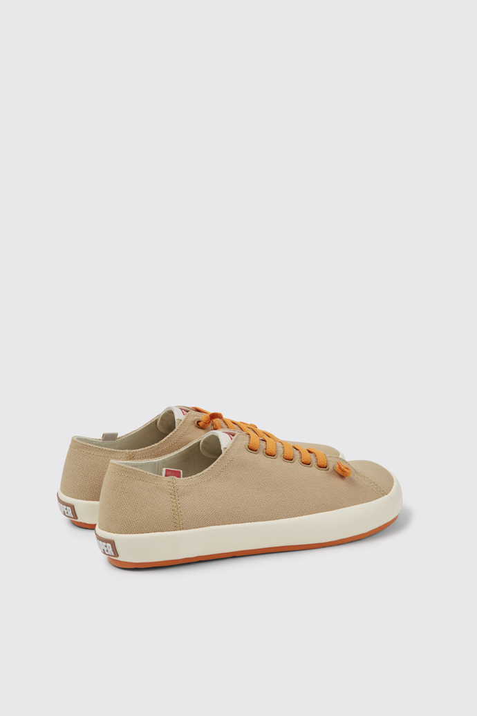 Back view of Peu Rambla Beige recycled cotton sneakers for men