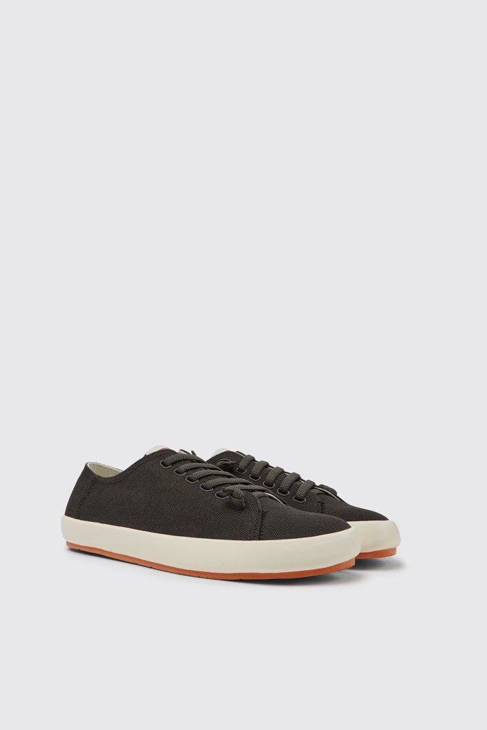 Front view of Peu Rambla Grey recycled cotton sneakers for men