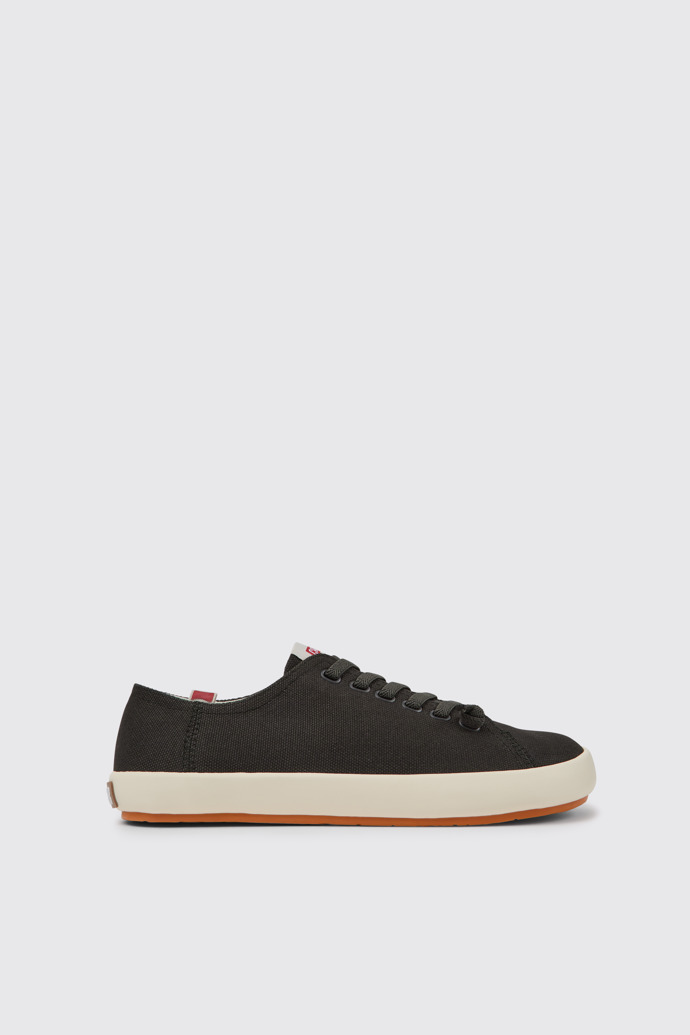 Side view of Peu Rambla Grey recycled cotton sneakers for men