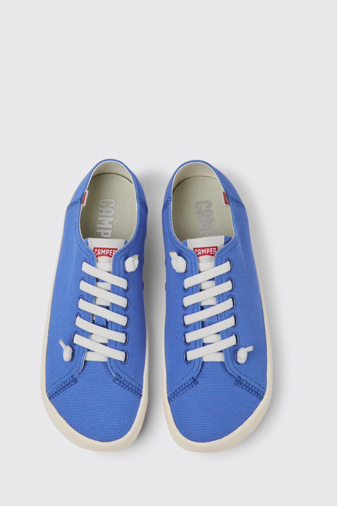 Overhead view of Peu Rambla Blue recycled cotton sneakers for men
