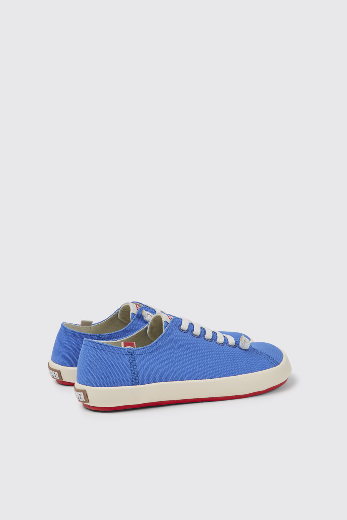 Back view of Peu Rambla Blue recycled cotton sneakers for men