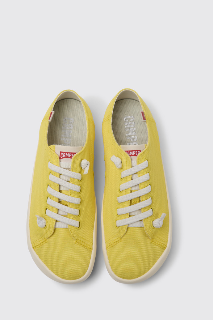 Overhead view of Peu Rambla Yellow recycled cotton sneakers for men