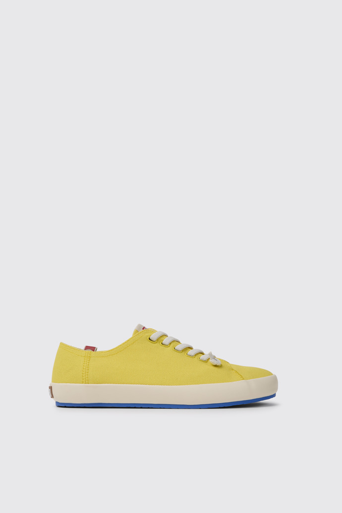 Side view of Peu Rambla Yellow recycled cotton sneakers for men