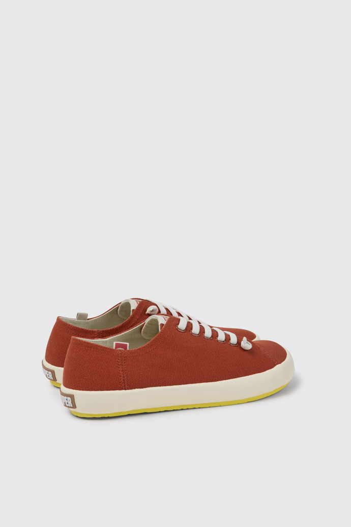 Back view of Peu Rambla Red recycled cotton sneakers for men