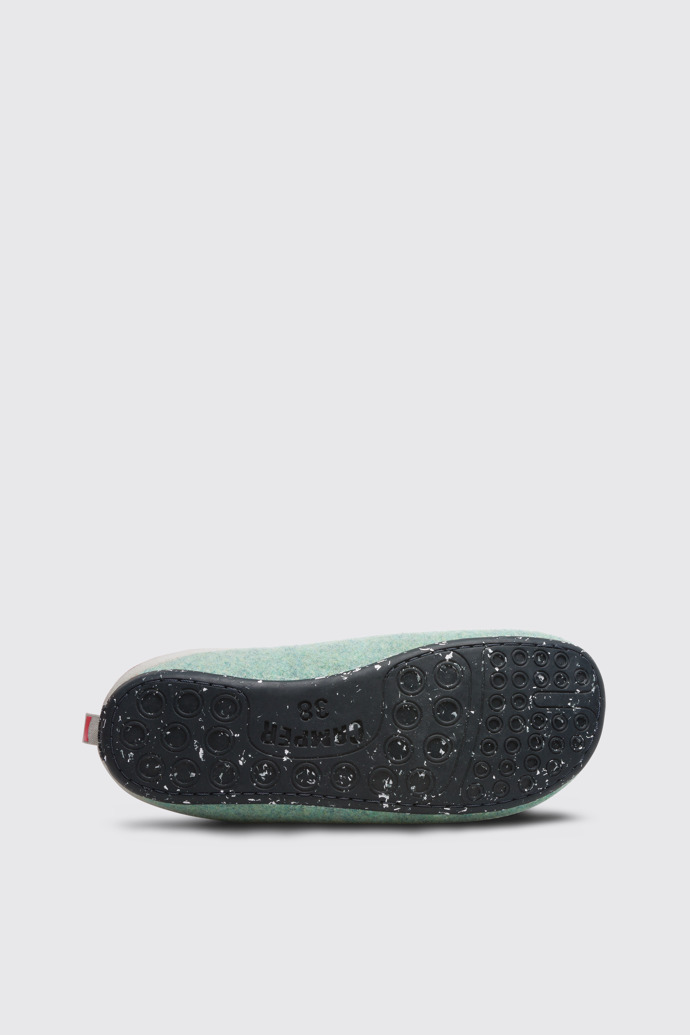 The sole of Wabi Light green grey wool woman's slipper